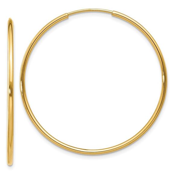 Black Bow Jewelry Co. Jewelry - 1.25mm, 14k Yellow Gold Endless Hoop Earrings, 32mm (1 1/4 Inch)
